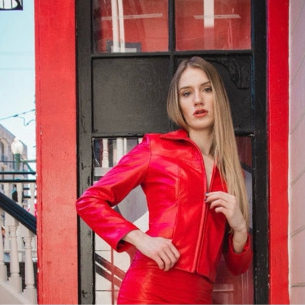 North Beach Lamb Leather Red Jacket Small